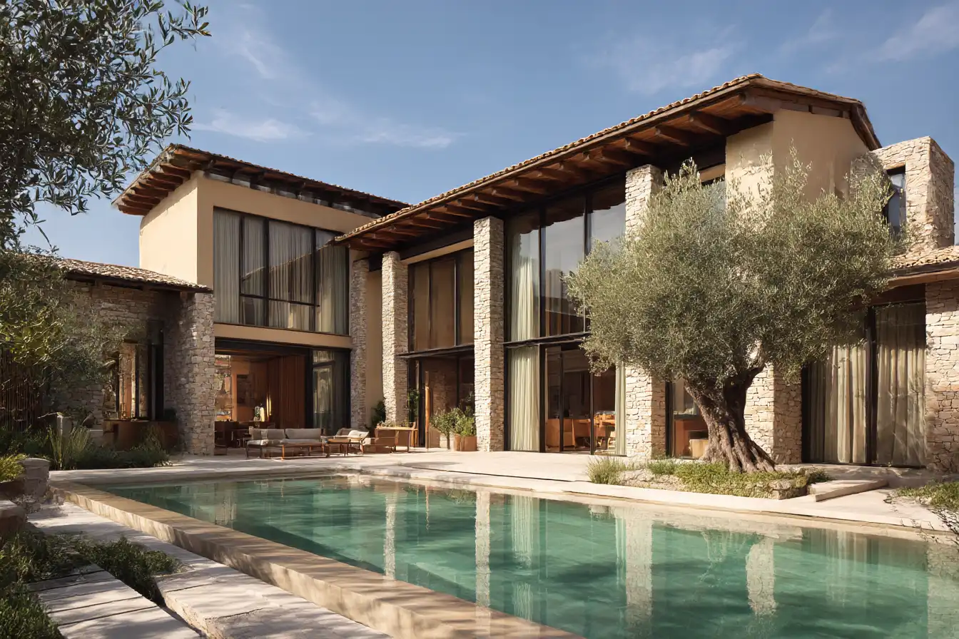 A luxury home set against an expansive open sky